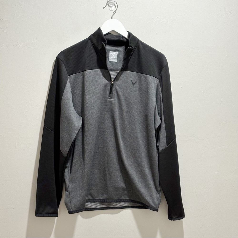 CALLAWAY Men’s Gray Long Sleeve 1/4 Zip OPTI-DRI Polo Golf Apparel Size Small